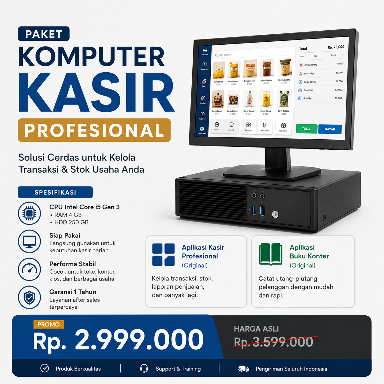 PROMO KOMPUTER KASIR PROFESIONAL - CPU ONLY (SOFTWARE ORIGINAL)
